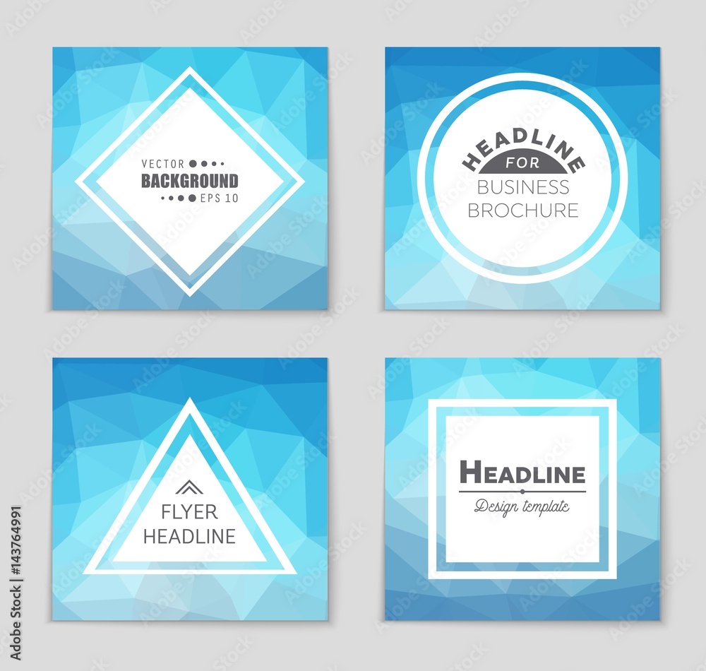 Fototapeta premium Abstract vector layout background set. For art template design, list, page, mockup brochure theme style, banner, idea, cover, booklet, print, flyer, book, blank, card, ad, sign, sheet,, a4.