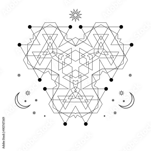 Abstract mystical geometry symbol. Vector linear alchemy, occult and philosophical sign.