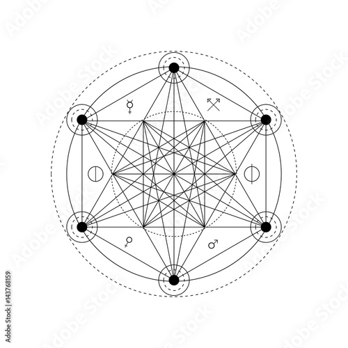 Abstract mystical geometry symbol. Vector linear alchemy, occult and philosophical sign.