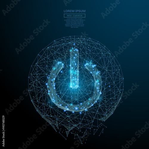 Abstract image of a business man standing behind rostrum in the form of a starry sky or space, consisting of points, and shapes in the form of planets, stars and universe. Vector wireframe concept.