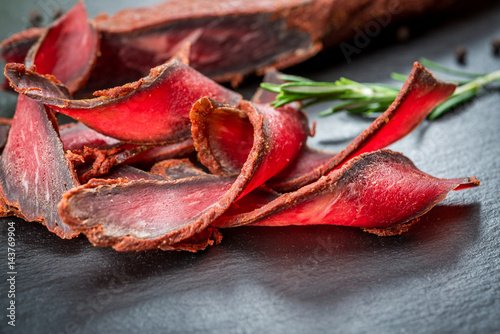 Canvas-taulu Armenian basturma. Beef cured and spice