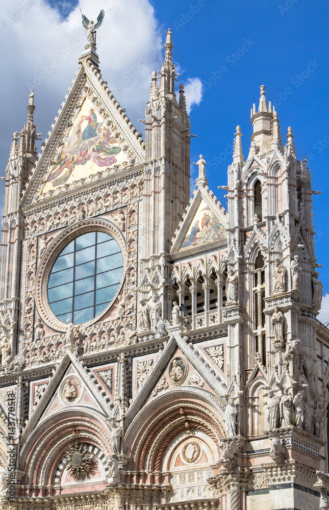 Front wall of the Siena Cathedral, Tuscany, Italy