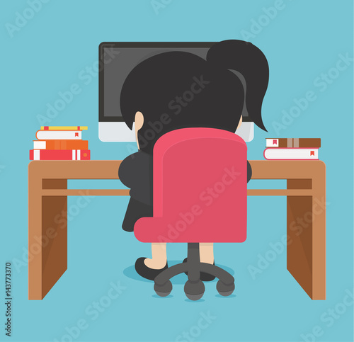 business woman working on computer