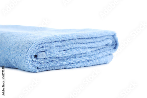 Blue towel isolated on a white background