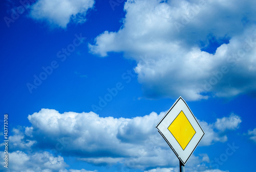 Traffic sign with a blue sky in the background