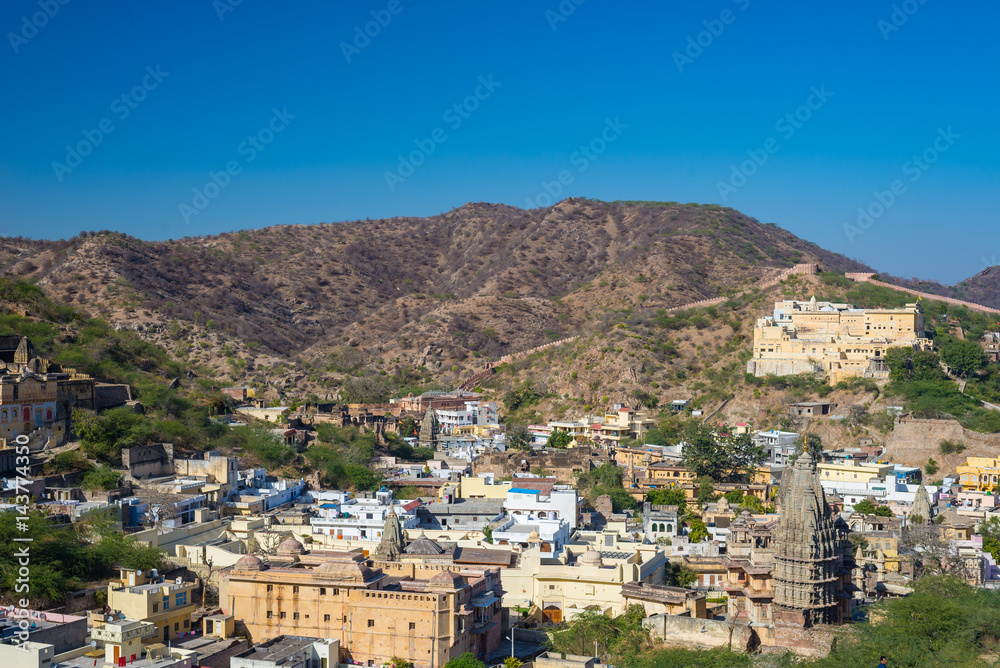 The impressive landscape and cityscape at Amber Fort, famous travel destination in Jaipur, Rajasthan, India. The impressive landscape and cityscape at Amber Fort, famous travel destination in Jaipur, Rajasthan, India.