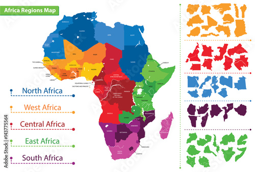 Map of the regions of Africa. Map of Africa