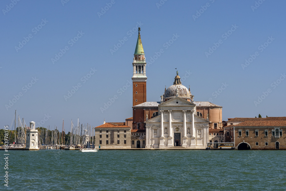 Beautiful view of San Giorgio Maggiore Island, Venice, Italy, on a sunny day