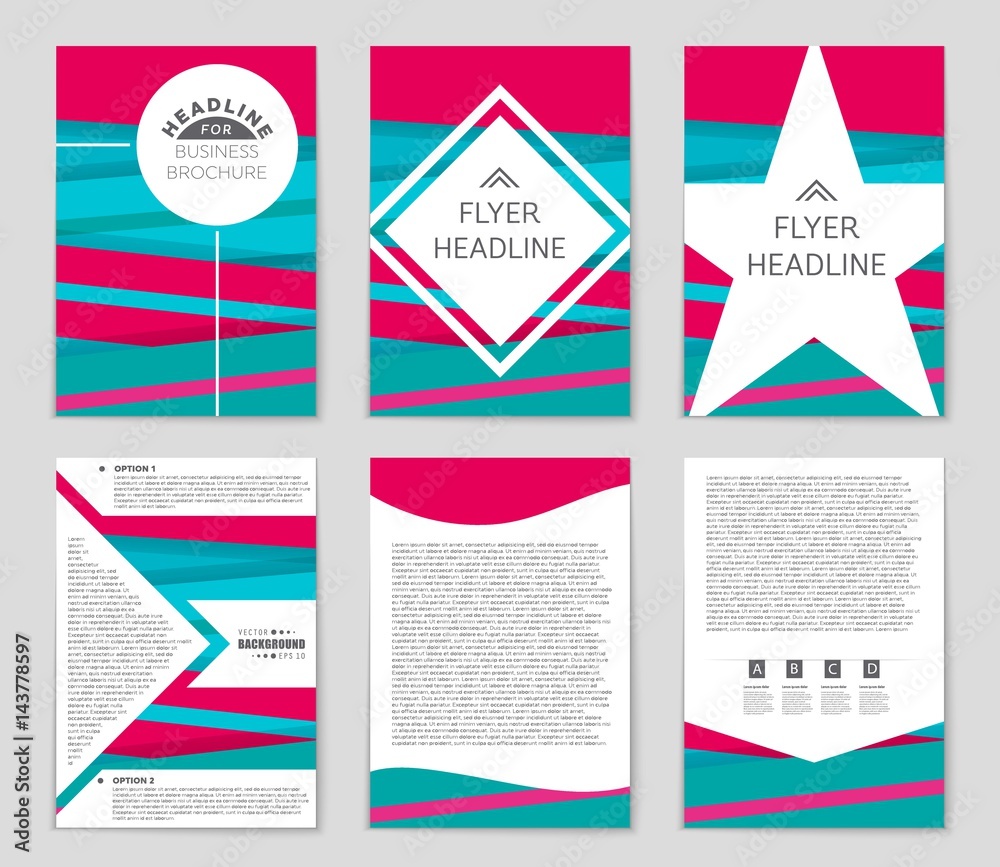 Fototapeta premium Abstract vector layout background set. For art template design, list, front page, mockup brochure theme style, banner, idea, cover, booklet, print, flyer, book, blank, card, ad, sign, sheet,, a4