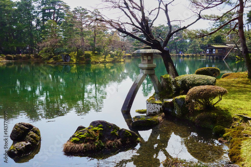 Stone lantern in Kenroku-en, one of the most famous Japanese gardens