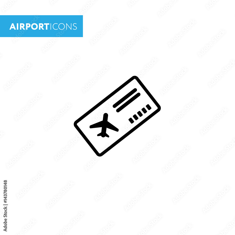 Boarding pass thin icon illustration Part of travel icons set. Vector. Isolated on white background. Boarding pass thin icon illustration Part of travel icons set. Vector. Isolated on white background.
