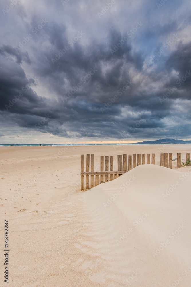 sky before storm at beach by ocean in Spain