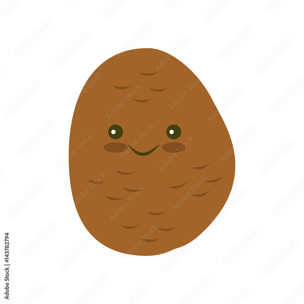 Fototapeta premium Kawaii Potato icon in flat style. Isolated object. Vegetable from the garden. Healthy lifestyle. Organic food.