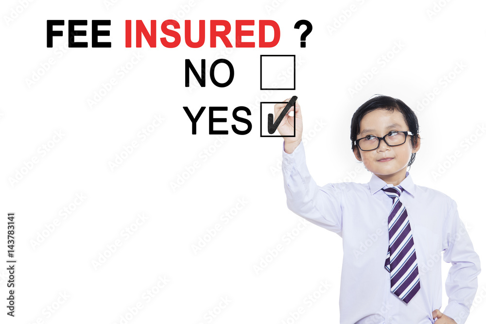 Little boy approving with fee insured Little boy approving with fee insured