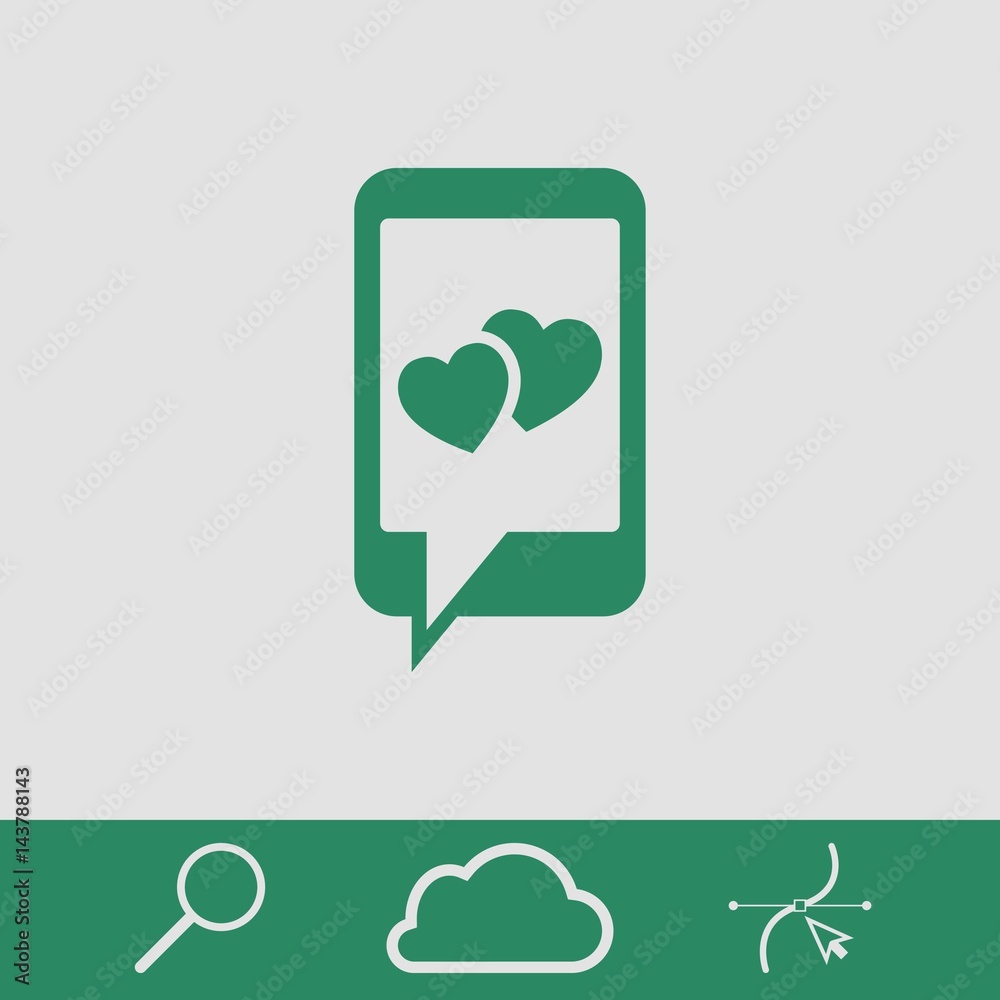 phone with hearts on the screen icon stock vector illustration flat design phone with hearts on the screen icon stock vector illustration flat design