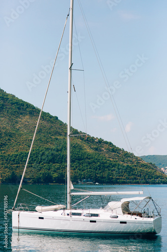 Sailboat in the ancient town of Perast in Bay of Kotor, Montenegro