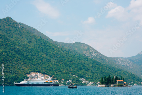 Wooden sailing ship. Montenegro, Bay of Kotor. Water transport