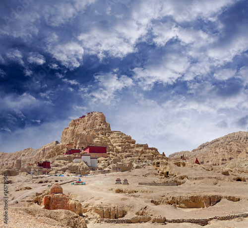 Tsaparang, the ruins of the ancient capital of Guge Kingdom and Tholing Monastery, Tibet photo