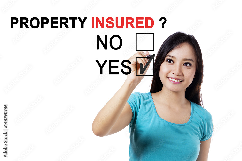 Young girl with question of property insured Young girl with question of property insured