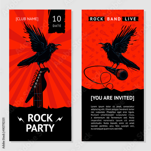 Rock music flyer. Concert invitation with bird.