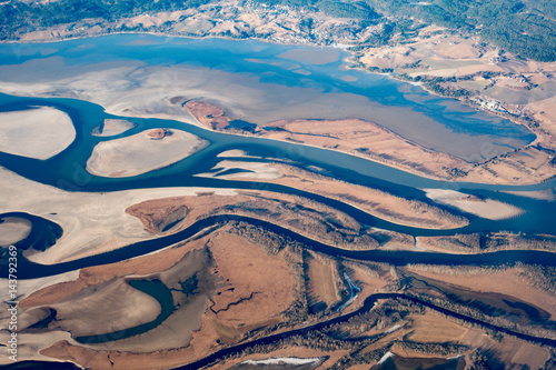 aerial view of earth river delta photo