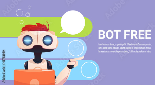 Chat Bot Using Laptop Computer, Robot Virtual Assistance Of Website Or Mobile Applications, Artificial Intelligence Concept Flat Vector Illustration
