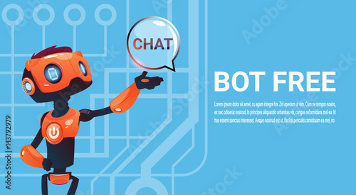 Free Chat Bot, Robot Virtual Assistance Element Of Website Or Mobile Applications, Artificial Intelligence Concept Flat Vector Illustration