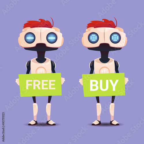 Free Chat Bot, Robot Virtual Assistance Element Of Website Or Mobile Applications, Artificial Intelligence Concept Flat Vector Illustration