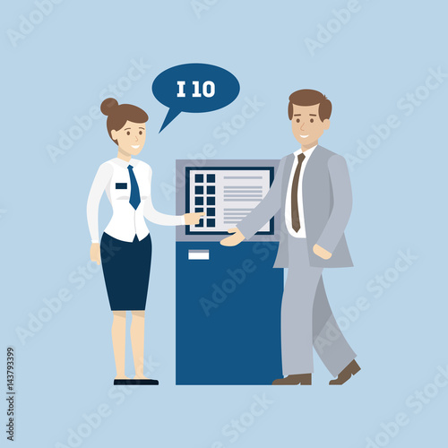 Self service in bank. Queue, account check and more.