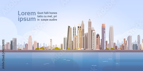 City Skyscraper View Cityscape Background Skyline with Copy Space Vector Illustration