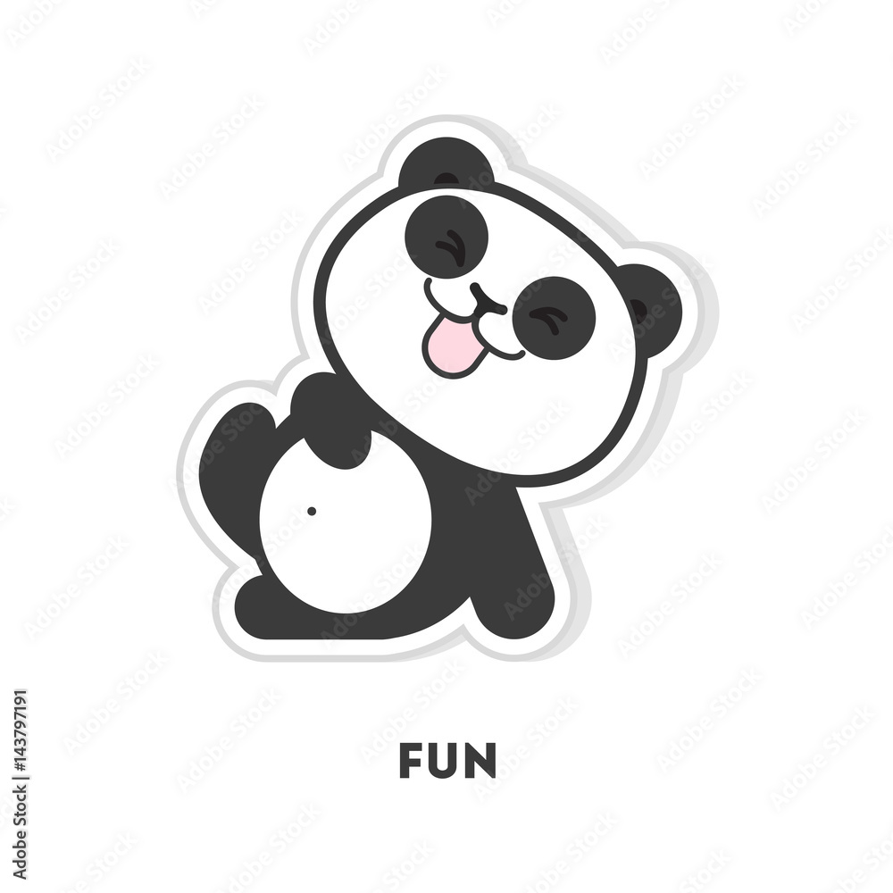 Animated cute panda stickers, white background