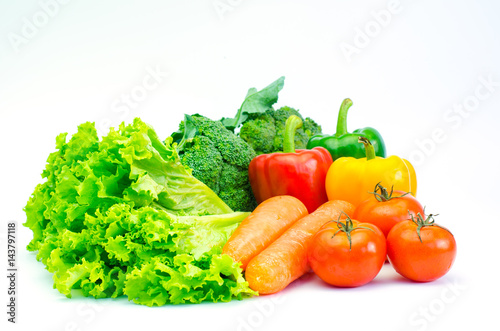 Colorful variety of vegetables for a healthy diet on a white background