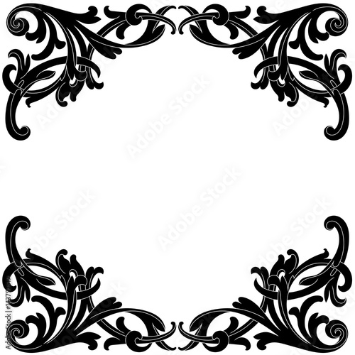 Vintage border frame engraving with retro ornament pattern in antique baroque style decorative design. Vector.