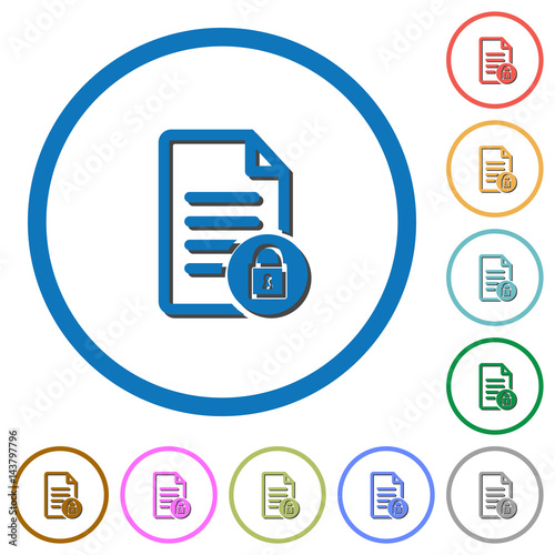 Locked document icons with shadows and outlines