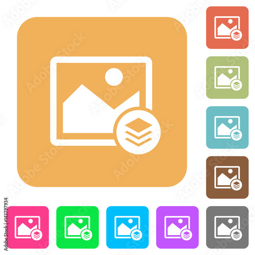 Image layers rounded square flat icons