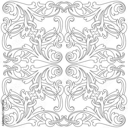 Vintage baroque ornament, corner. Retro pattern antique style acanthus. Decorative design element filigree calligraphy vector. - stock vector