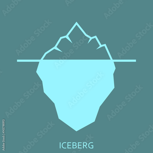 Iceberg flat icon. Ice berg emblem or label. Vector illustration.