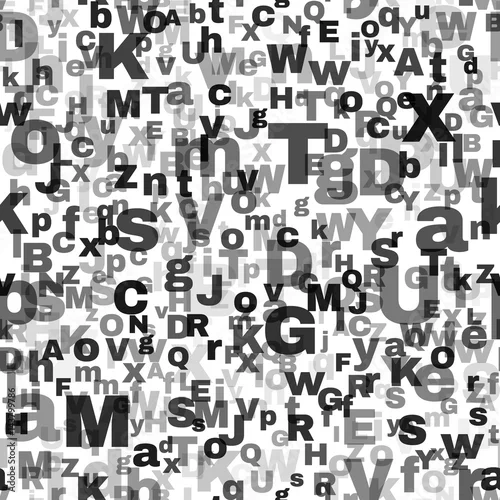 Tapety Wzór liter bez szwu. Powtarzalne tło alfabetu. Czarno-biały wzór na Dzień Języka Angielskiego. Próbka wzoru zawarta w panelu Swatch.