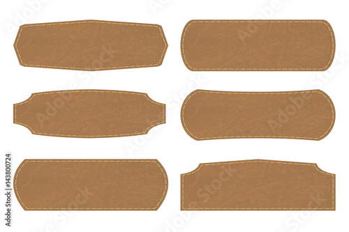 Set shapes of leather sign labels or leather tag