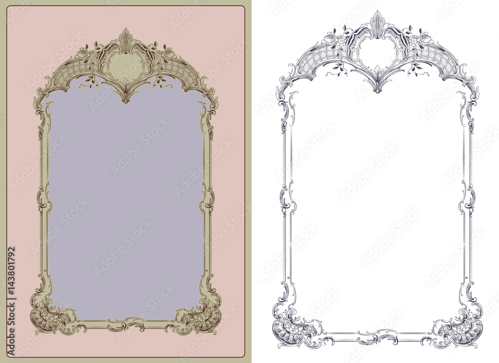 Luxury vector frame with border in rococo style