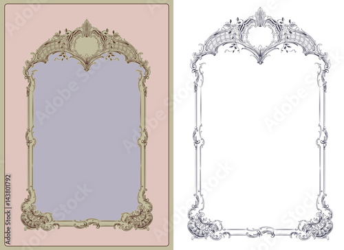 Luxury vector frame with border in rococo style