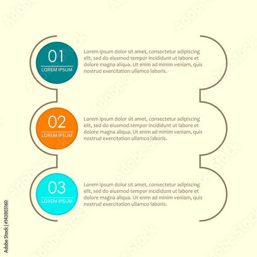 Layout workflow. Menu template. 3 steps, options, stages or levels. Modern business infographics design elements. Vector illustration.