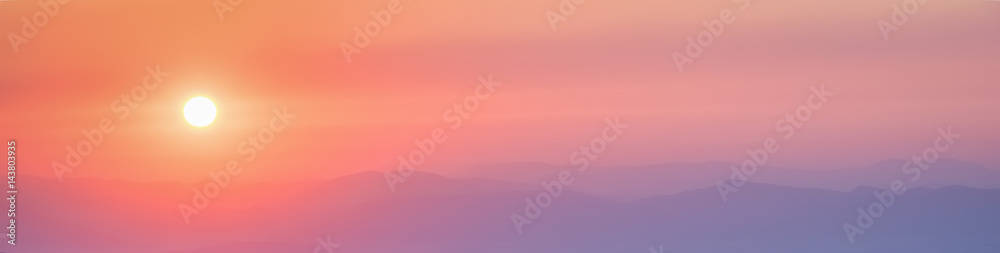 Amazing panoramic mountain scenery at sunset