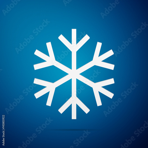Snowflake flat icon on blue background. Vector Illustration