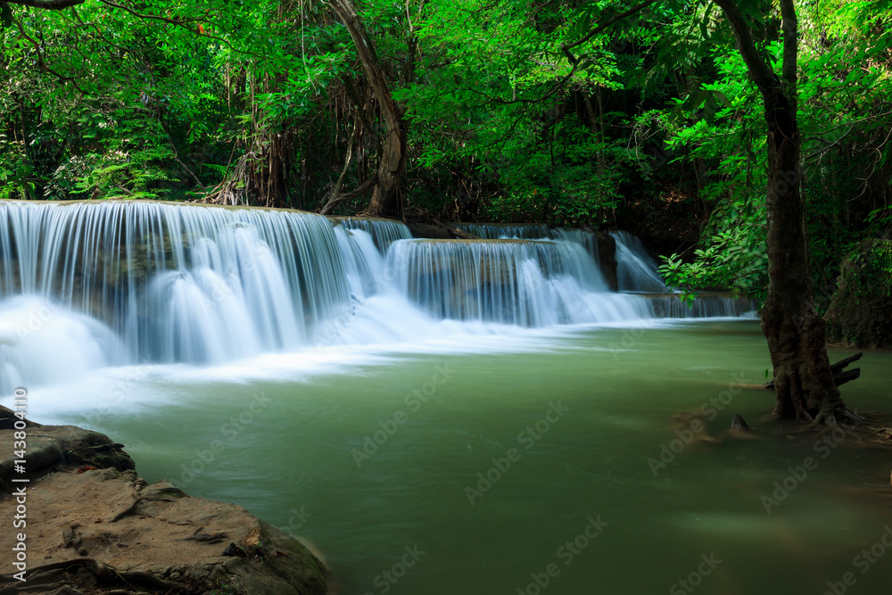 Deep waterfall in Huay Mae Kamin Kanjanaburi Thailand