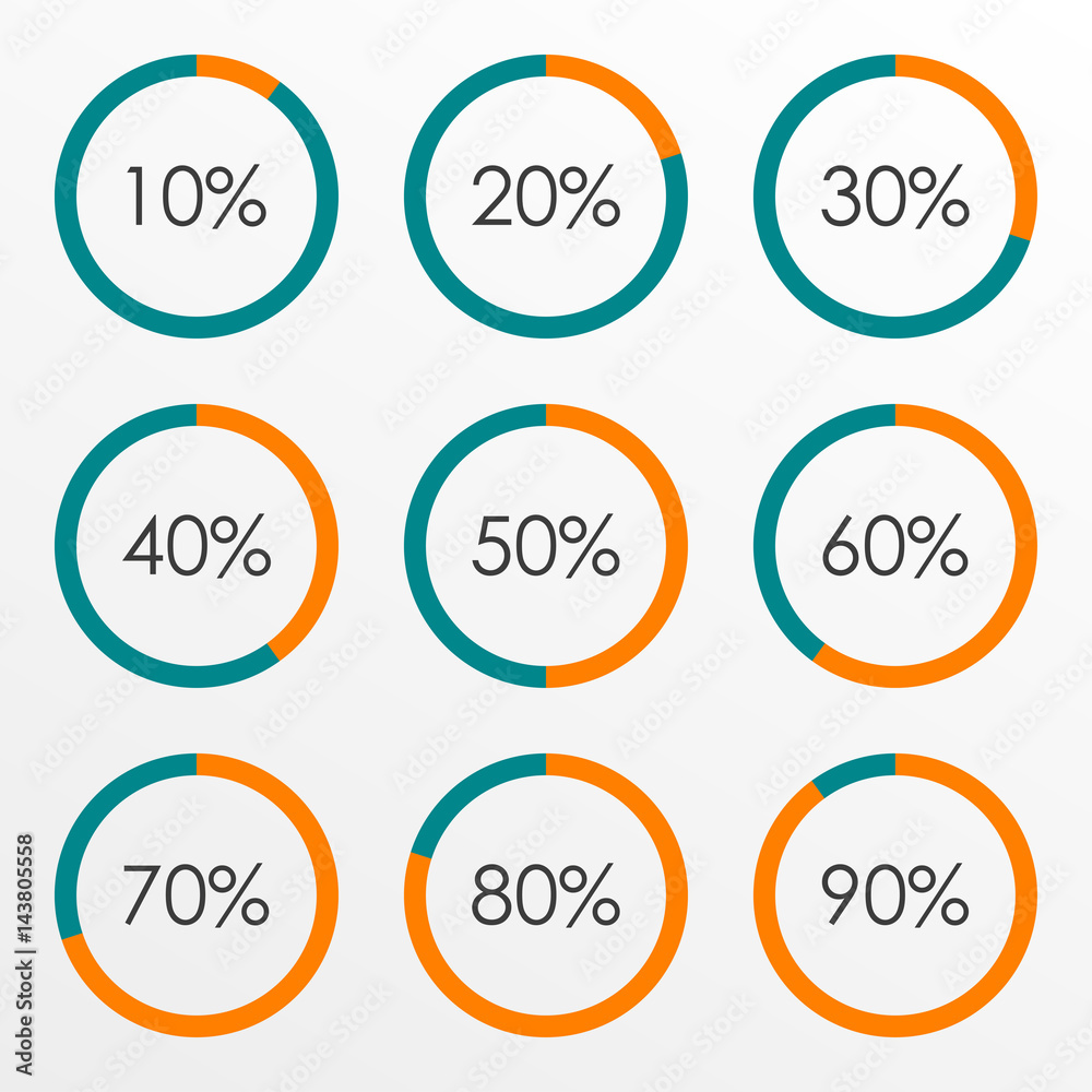 Circle Diagram Set With Percentage Pie Chart Infographics Template 10 30 40 50 60 70 80 90 Percent Vector Illustration Stock Vector Adobe Stock Circle Diagram Set With Percentage Pie Chart Infographics Template 10 30 40 50 60 70 80 90 Percent Vector Illustration Stock Vector Adobe Stock