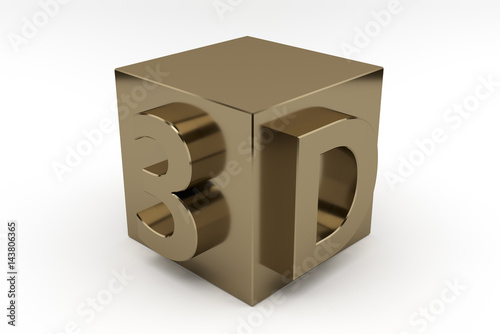 copper Cube 3d logo. 3D