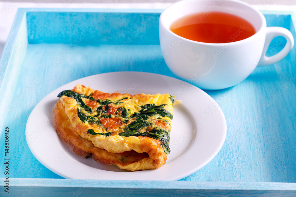 Spinach omelet on plate