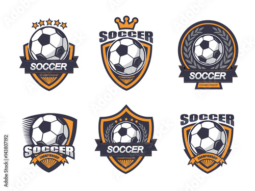 Illustration of soccer logo set