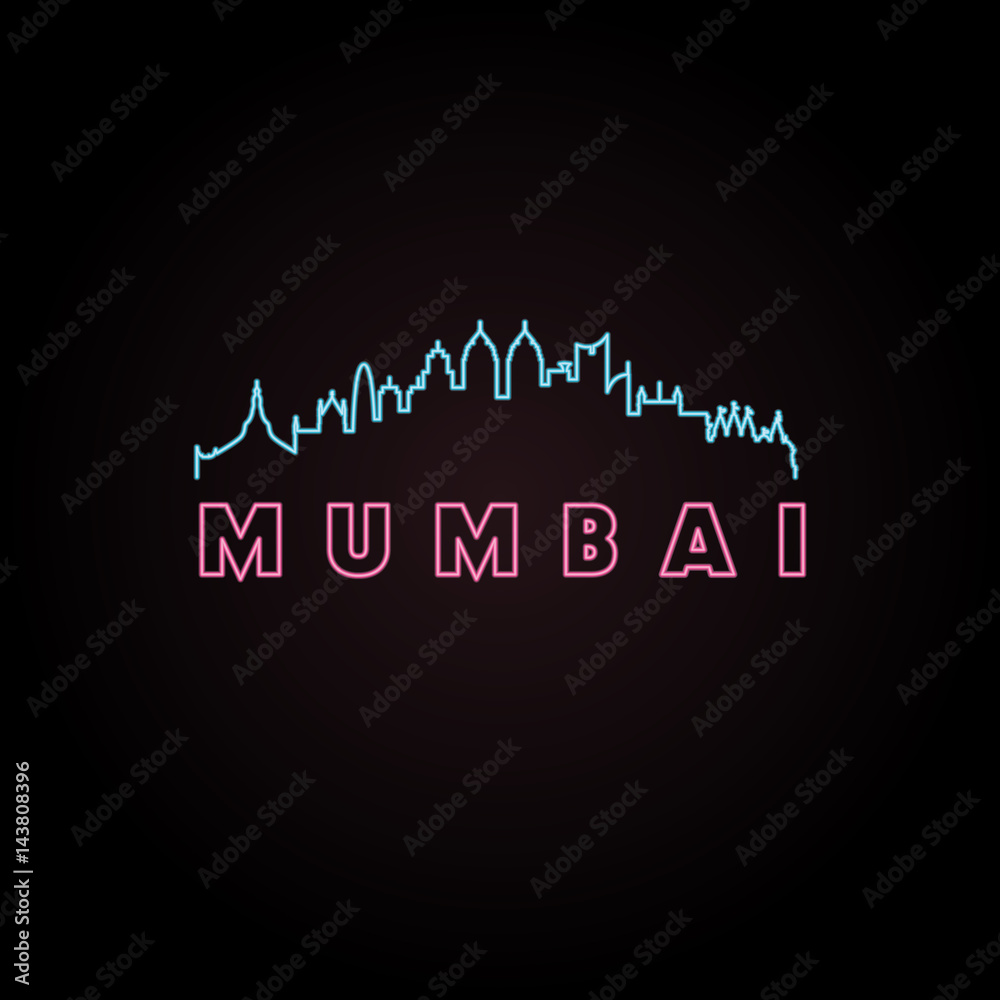 Fototapeta premium Mumbai skyline neon style